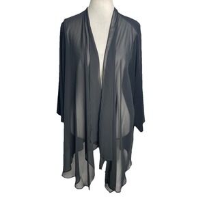 NWT Catherines Womens 4X Black Sheer Layered Open Cardigan Top Minimalist